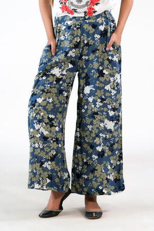 Sprinkles Stitched 1 Piece Summer Bottoms Women Collection'2025-Midnight Digital Blue Wide Leg Pant