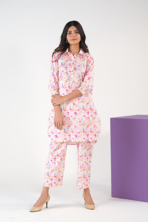 Sprinkles Stitched 2 Piece Summer Co Ord Sets Women Collection'2025-Color Splash/Watercolor Charm - Cambric