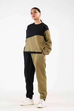 Sprinkles Stitched 2 Piece Winter Co Ord Sets Women Collection'2025-Cozy Black/Mint Green - 2pcs?Co-Ord?Set