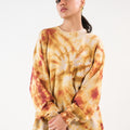 Sprinkles Stitched 1 Piece Winter Shirts Women Collection'2025-Tie Dye Sweatshirt With Pocket - Brown