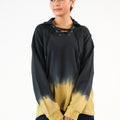 Sprinkles Stitched 1 Piece Winter Shirts Women Collection'2025-Tie Dye Lace Up  Hoodie - Black
