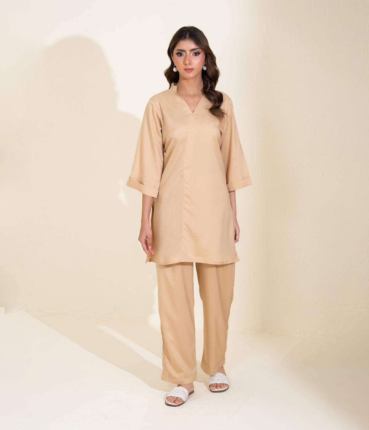 Sinopia Stitched 2 Piece Summer Women Suit-SS26-050-Beige