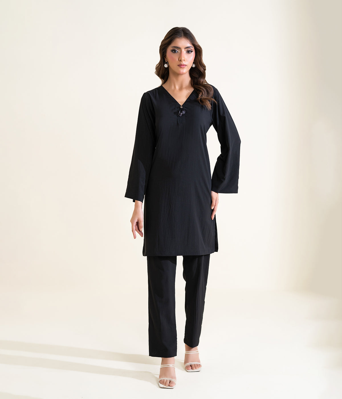 Sinopia Stitched 2 Piece Summer Women Suit-SS26-051-Black