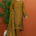 Muse By HZ Stitched 3 Piece Emb Cotton Slub Vol-01 Collection'2025-SSE-101-Olive