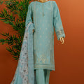 Muse By HZ Stitched 3 Piece Emb Cotton Slub Vol-01 Collection'2025-SSE-103-Aqua