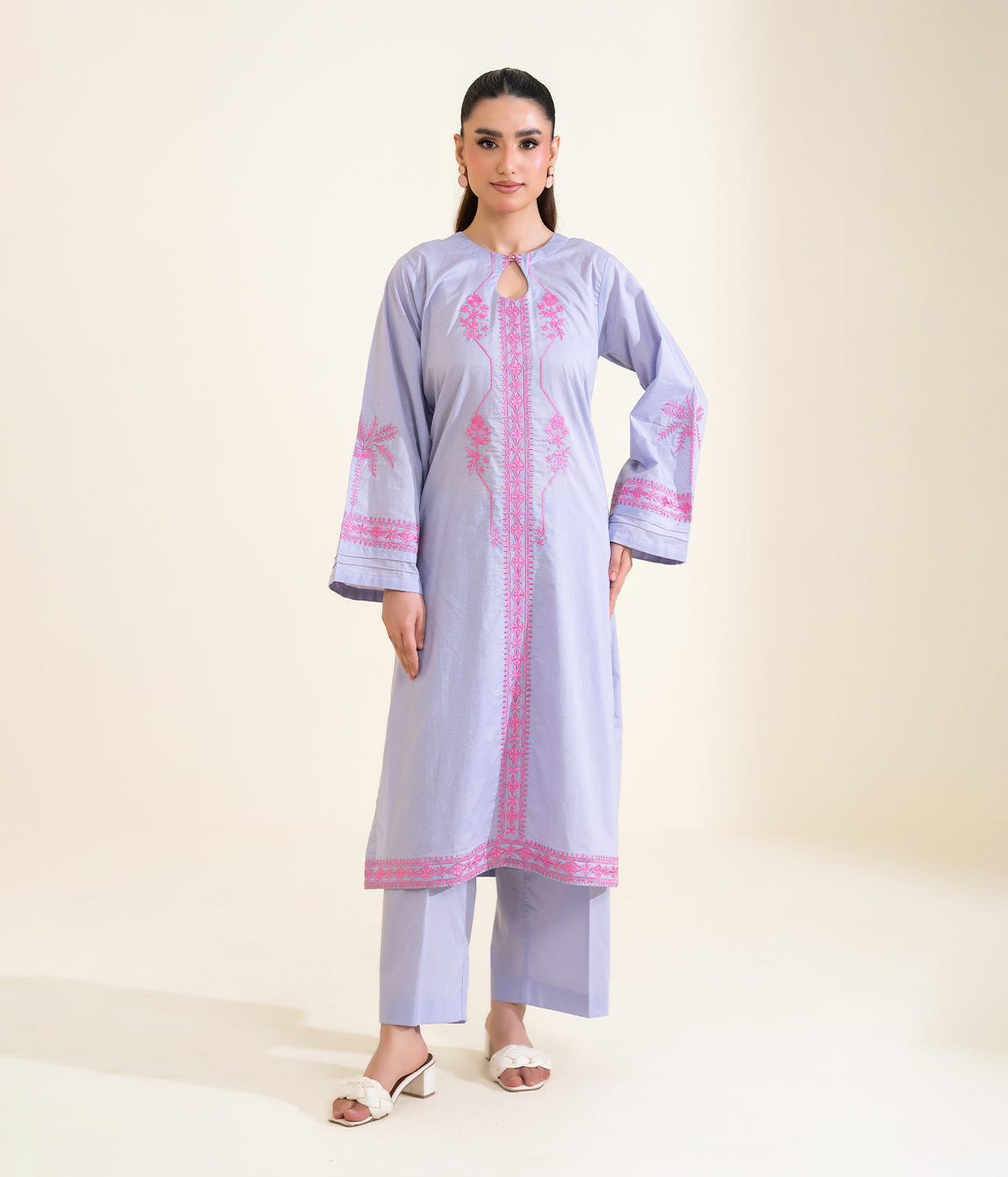 Sinopia Stitched 2 Piece Summer Women Suit-SSE26-007-Light Purple