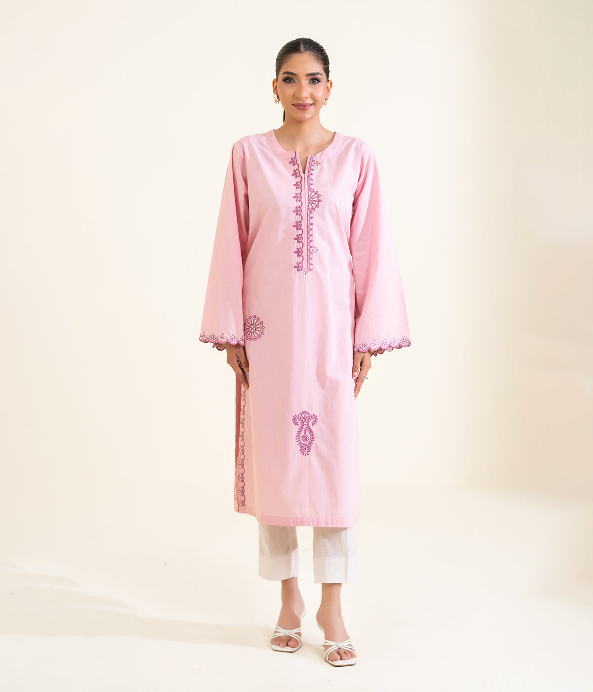 Sinopia Stitched 2 Piece Summer Women Suit-SSE26-008-Pink