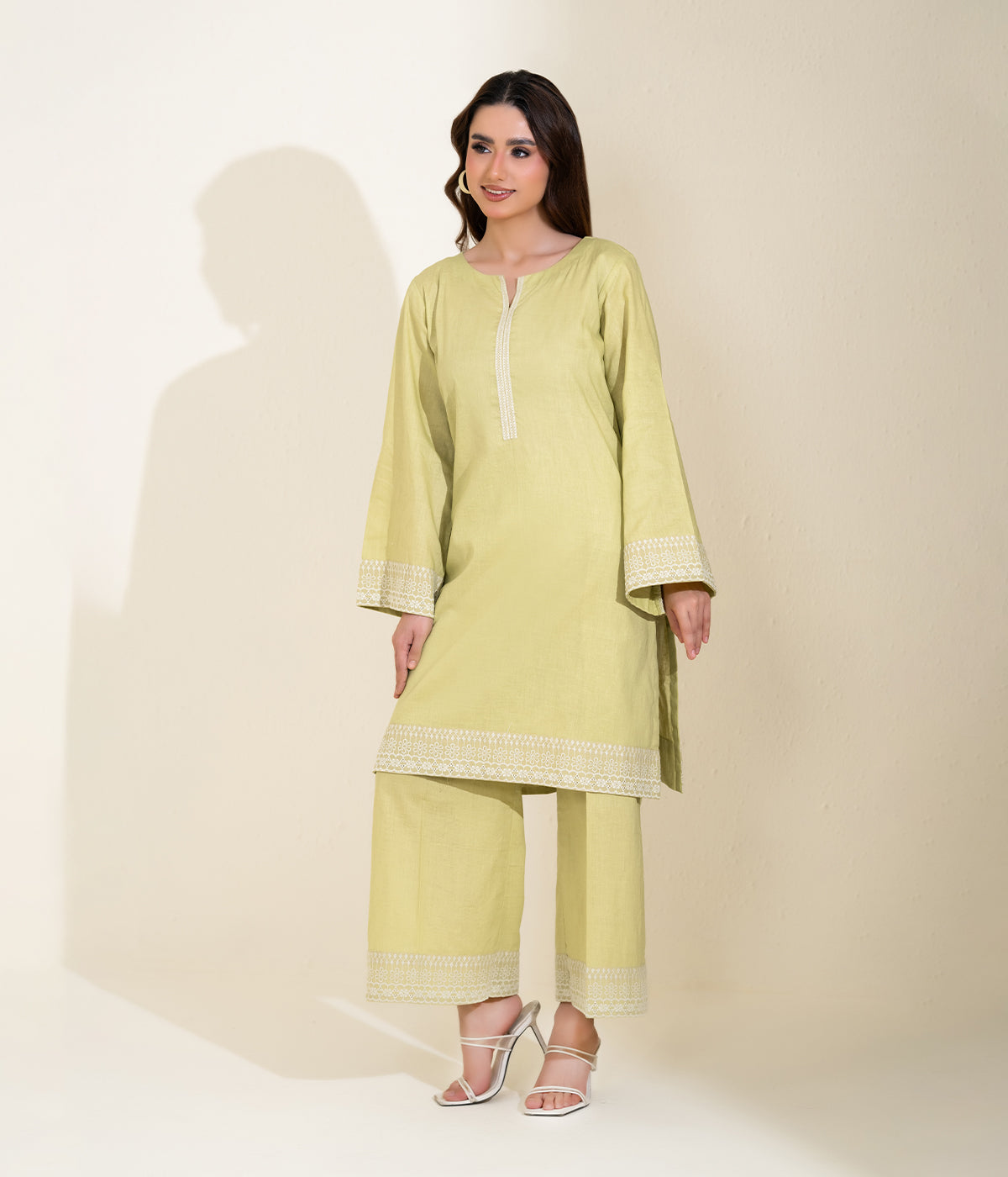 Sinopia Stitched 2 Piece Summer Women Suit-SSE26-011-Mustard