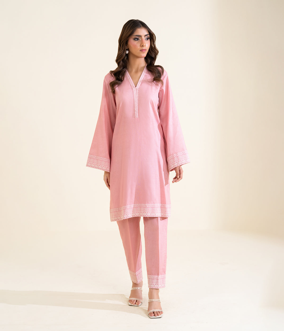 Sinopia Stitched 2 Piece Summer Women Suit-SSE26-0130-Light Pink