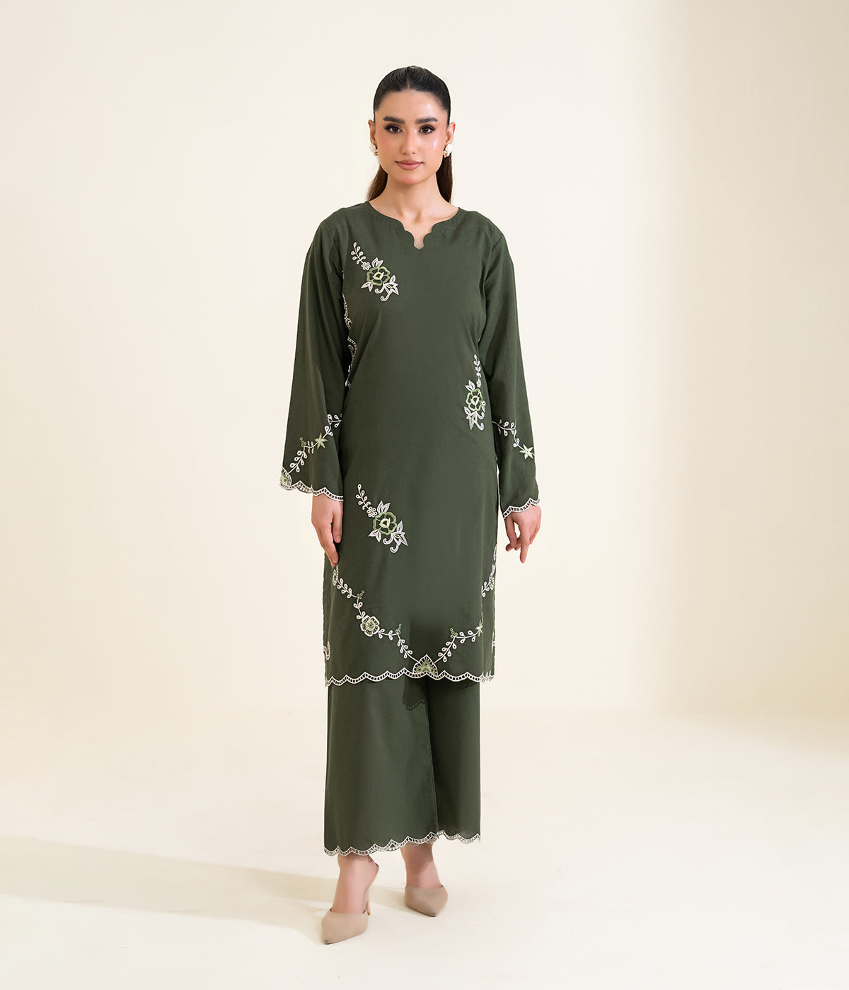 Sinopia Stitched 2 Piece Summer Women Suit-SSE26-019-D/Green