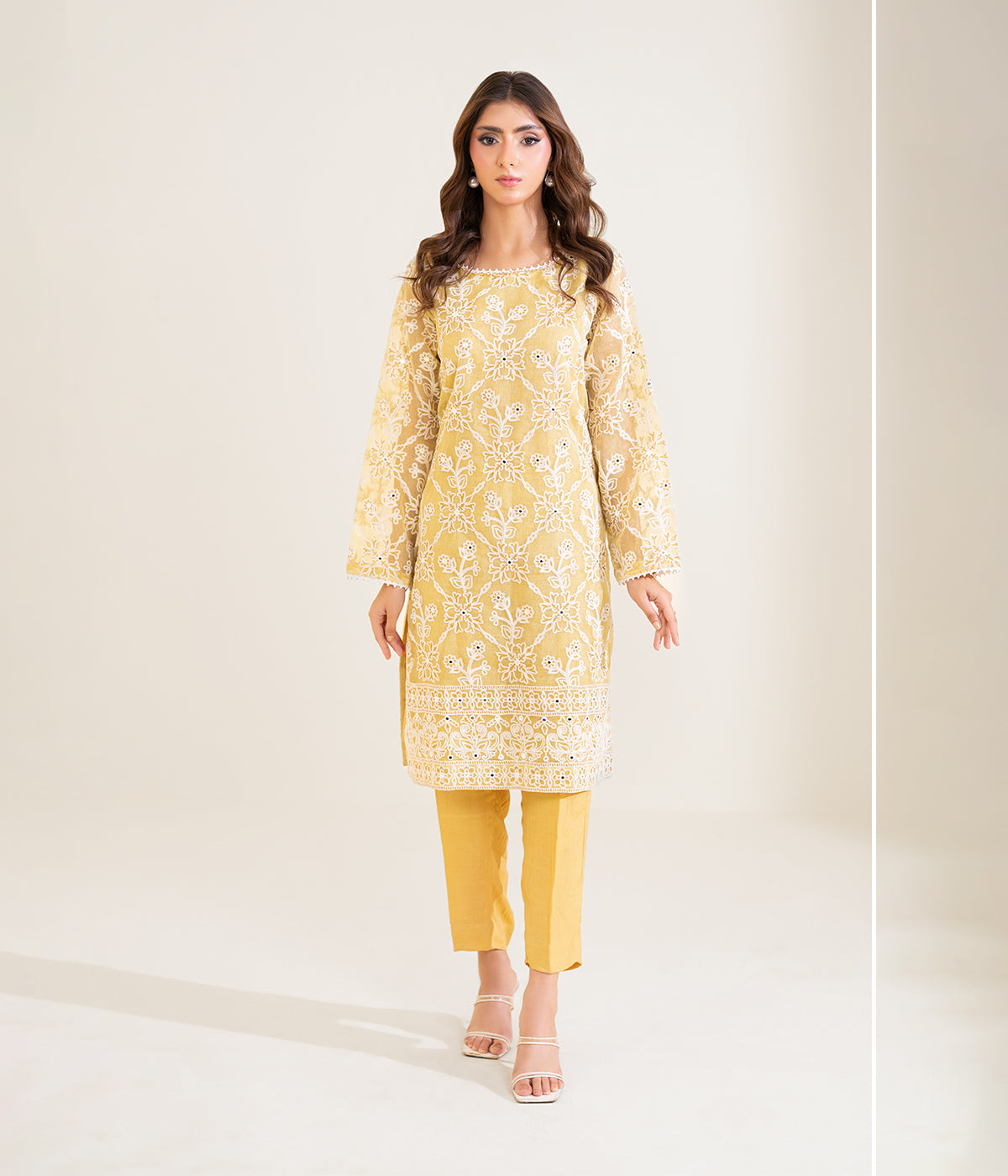 Sinopia Stitched 2 Piece Summer Women Suit-SSE26-020-Mustard