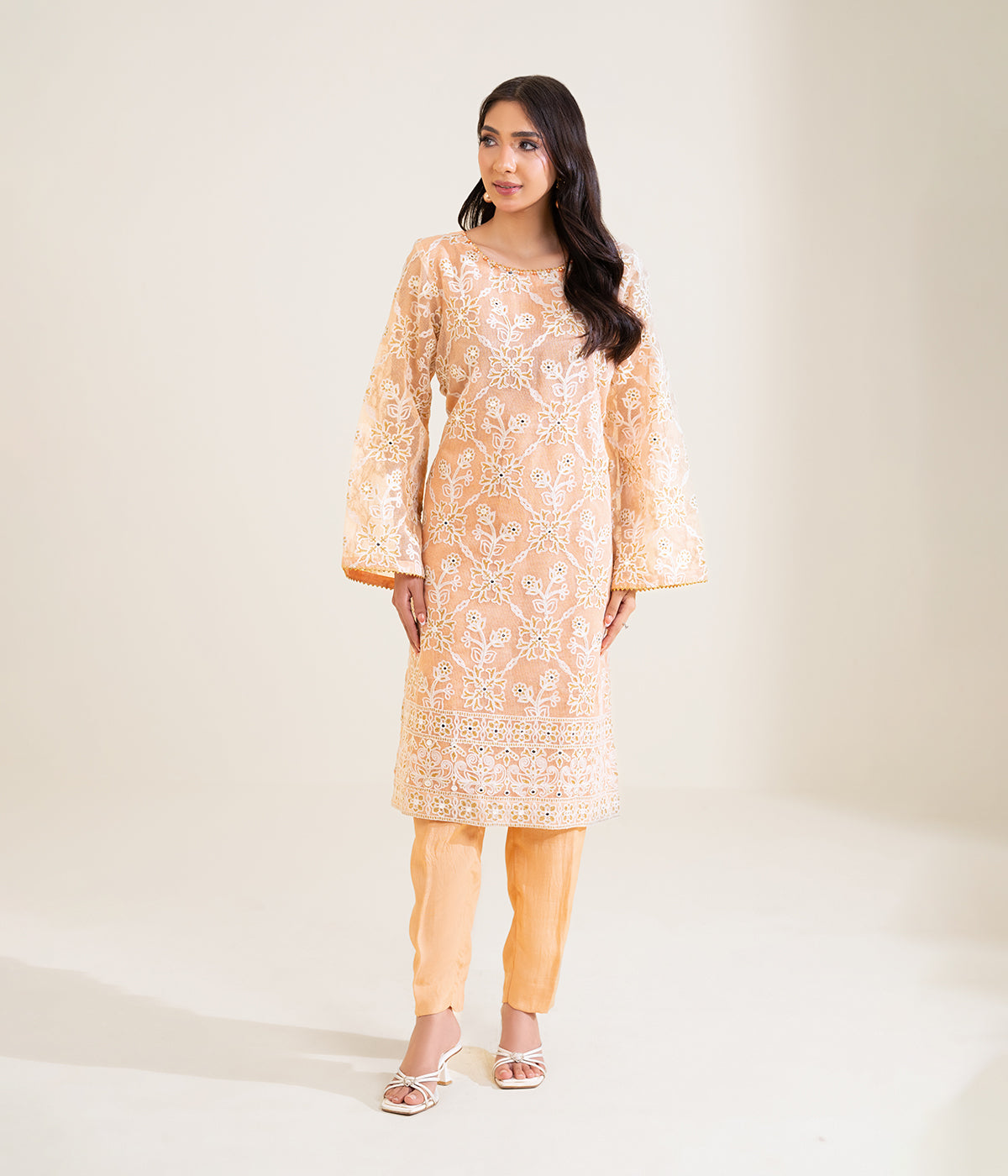 Sinopia Stitched 2 Piece Summer Women Suit-SSE26-021-Peach