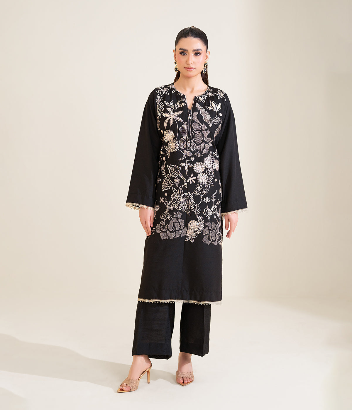 Sinopia Stitched 2 Piece Formals Women Suit-SSE26-027-Black