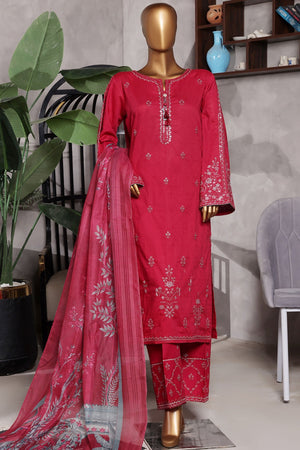 Muse By HZ Stitched 3 Piece Emb Cotton Self Jacquard Vol-02 Collection'2025-SSJ-2503-Magenta