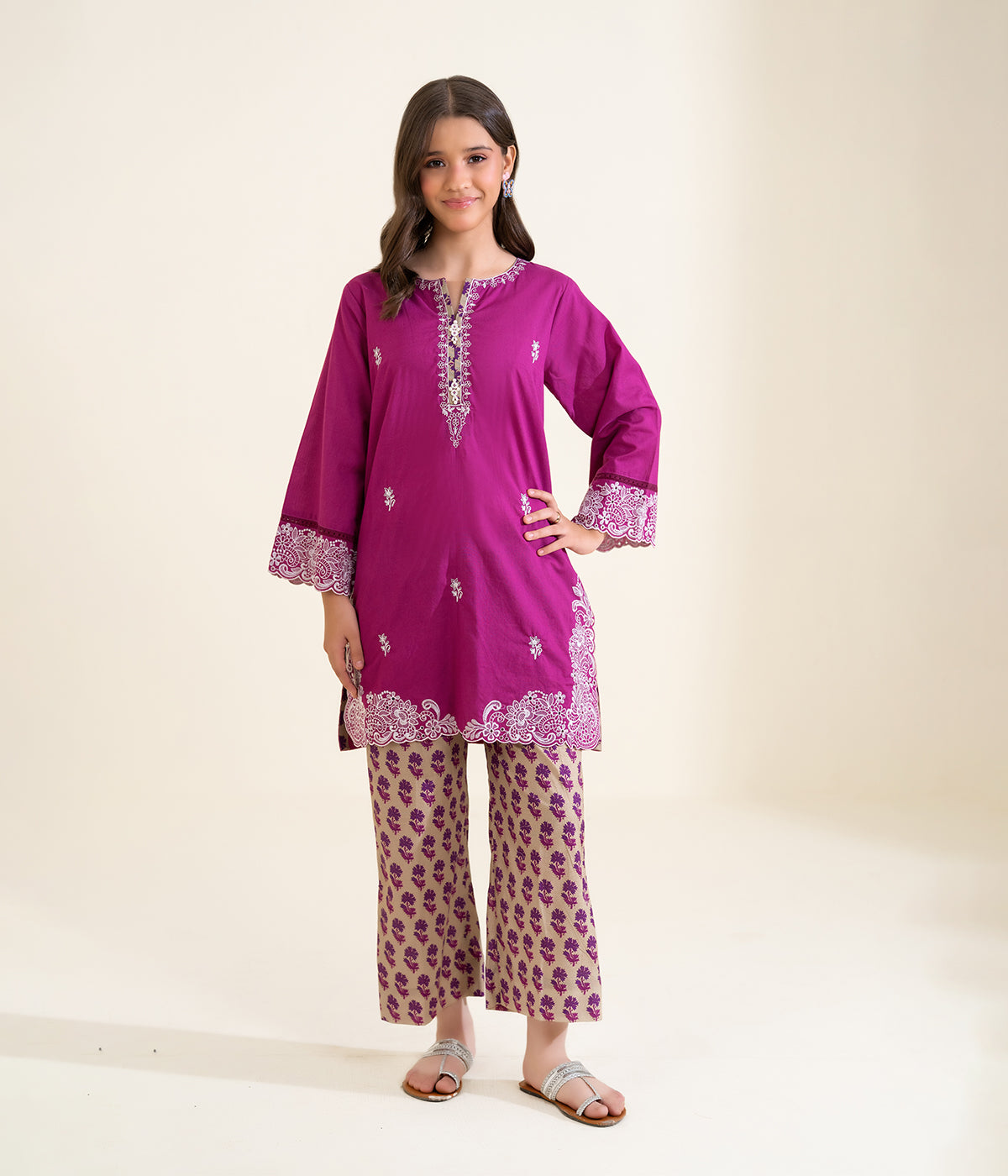 Sinopia Stitched 2 Piece Summer Kids Suit-SSK26-008-Pink