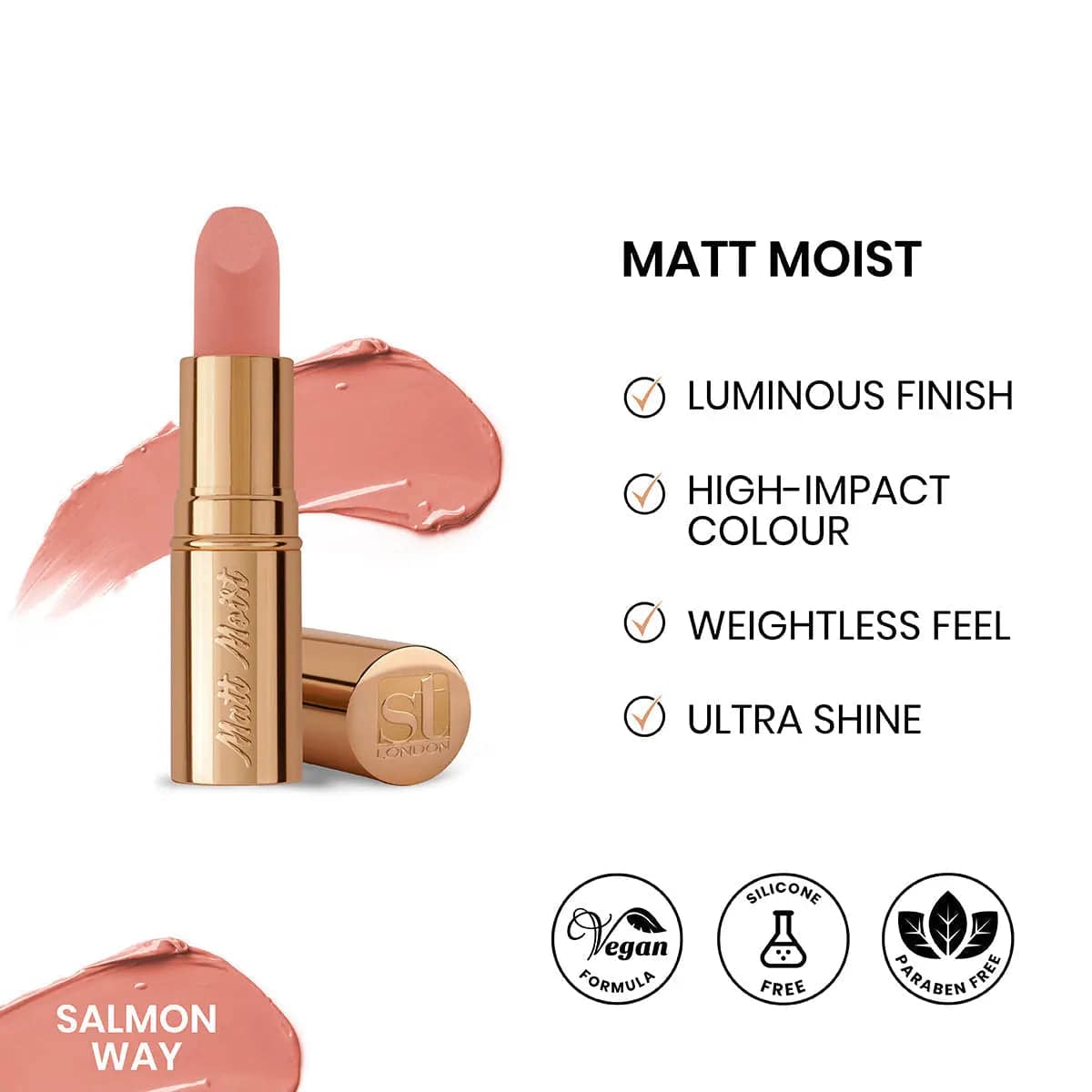 ST London - Matt Moist Long-Lasting Lipstick - Salmon Way - My Store