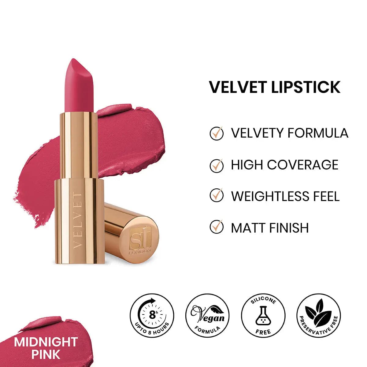 ST London - Velvet Ultra Matt Lipstick - Midnight Pink - My Store