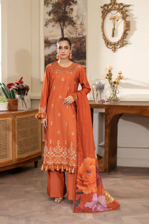 Summer Scent By Nine Needles Stitched 3 Piece Summer Collection'2025-Sunset Citrus-NP-07