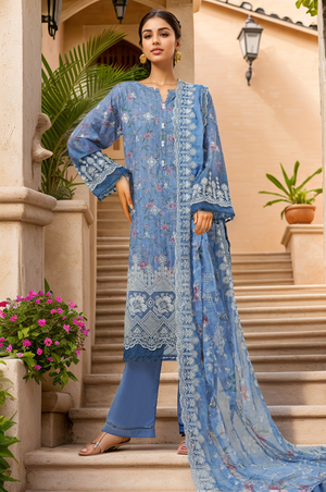 Sada Bahar Stitched 3 Piece Cutwork Chikankari Collection'2025-CKP-02-Blue