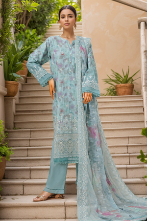 Sada Bahar Stitched 3 Piece Cutwork Chikankari Collection'2025-CKP-02-Sky