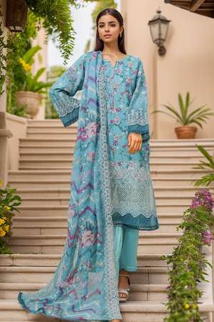 Sada Bahar Stitched 3 Piece Cutwork Chikankari Collection'2025-CKP-02-Ferozi