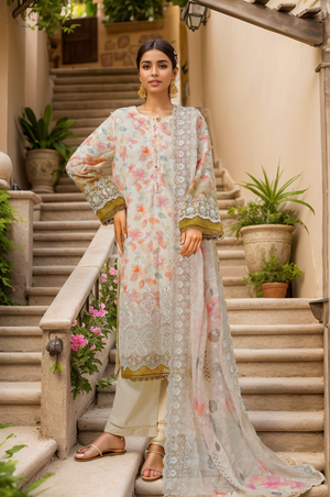 Sada Bahar Stitched 3 Piece Cutwork Chikankari Vol-02 Collection'2025-CKP-Peach