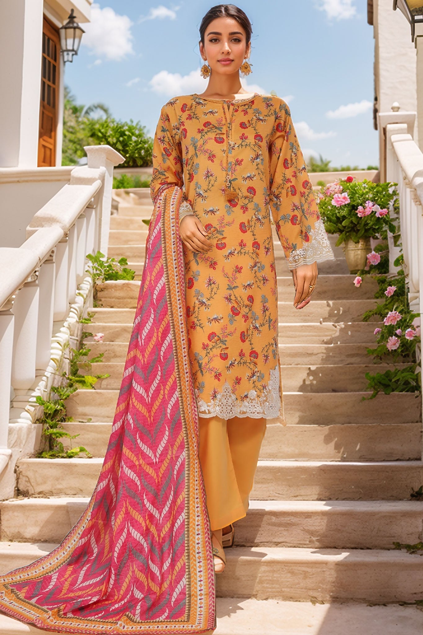 Sada Bahar Stitched 3 Piece Luxury Cutwork Vol-01 Collection'2025-CW-4062-Yellow