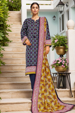 Sada Bahar Stitched 3 Piece Printed Lawn Vol-02 Collection'2025-PR-336-Navy Blue