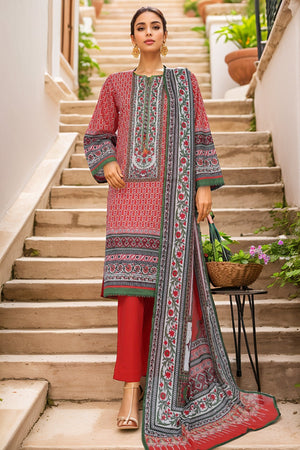 Sada Bahar Stitched 3 Piece Printed Lawn Vol-02 Collection'2025-PR-1292-Red