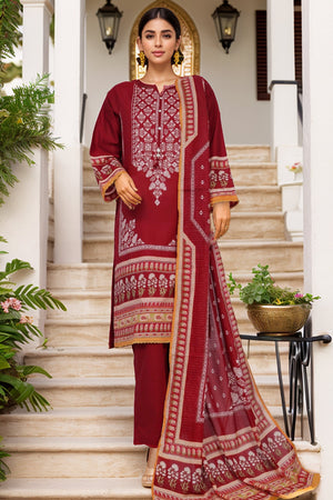 Sada Bahar Stitched 3 Piece Printed Lawn Vol-02 Collection'2025-PR-1296-Red