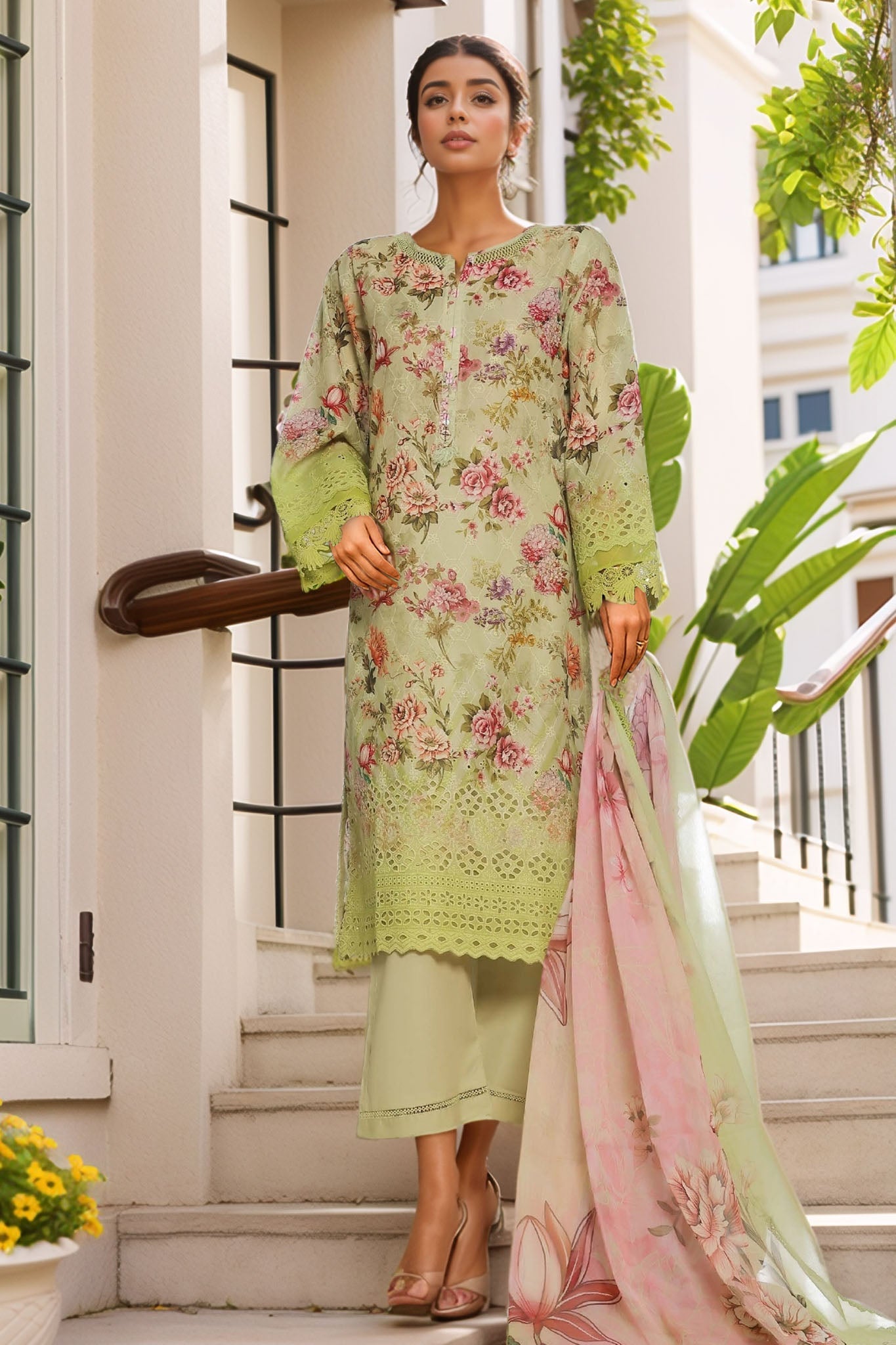 Sada Bahar Stitched 3 Piece Fusion Chikankari Collection'2025-CKP-Pista