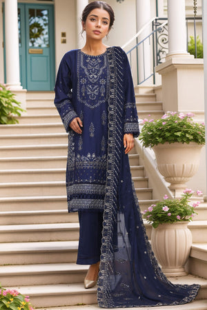 Sada Bahar Stitched 3 Piece Luxury Emb Spring Collection-LEL-MK-15-Blue
