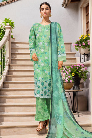 Sada Bahar Stitched 3 Piece Printed Chikankari Vol-01 Collection'2025-PCK-P.Green