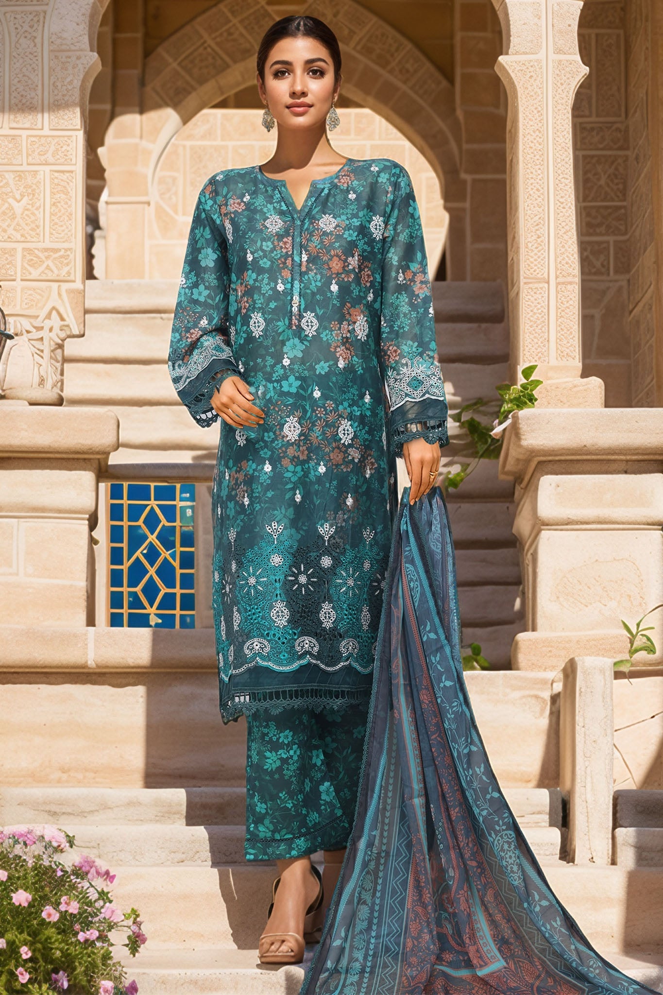 Sada Bahar Stitched 3 Piece Printed Chikankari Vol-01 Collection'2025-PCK-Dark Green