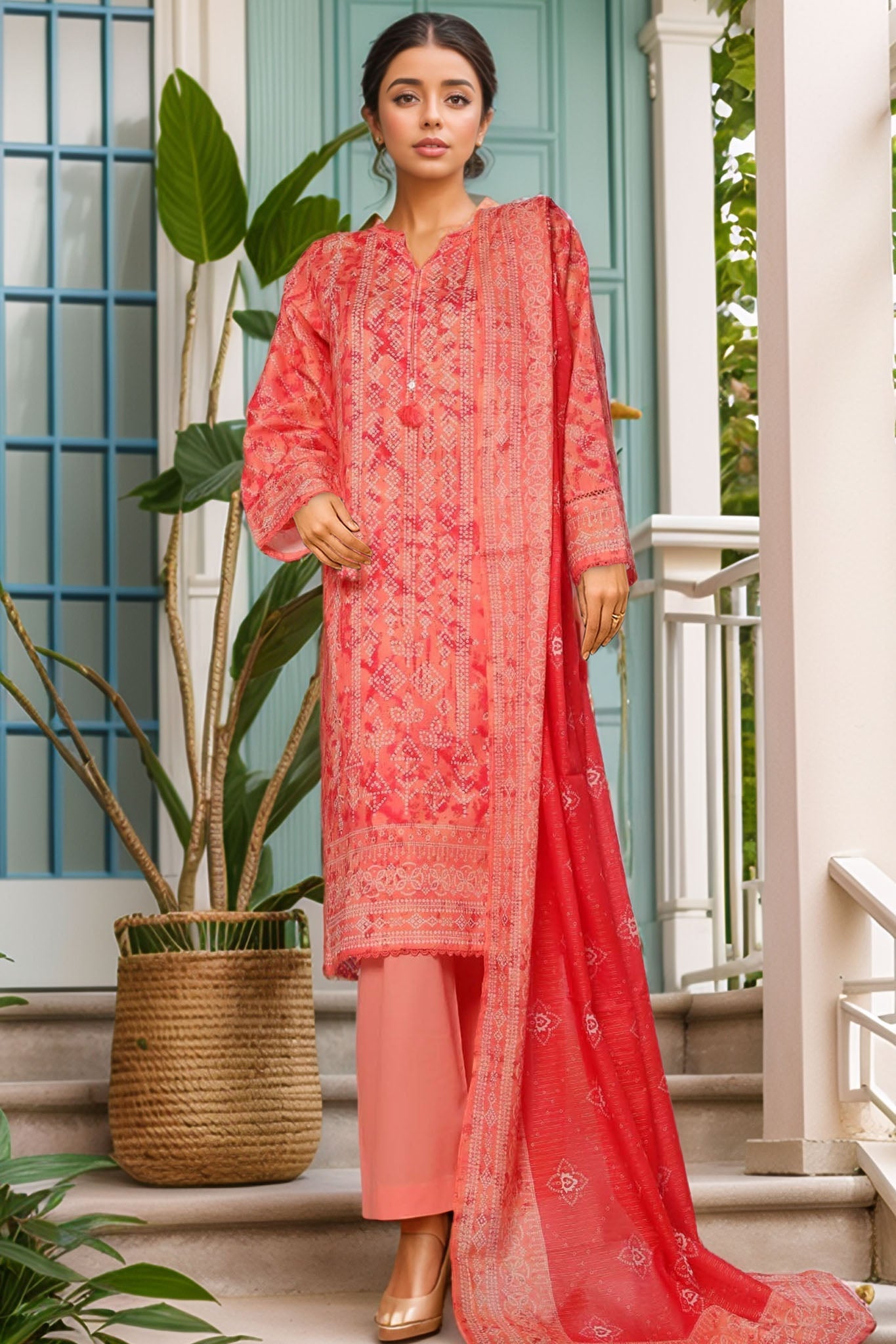 Sada Bahar Stitched 3 Piece Printed Lawn Vol-03 Collection'2025-PR-2762-Peach