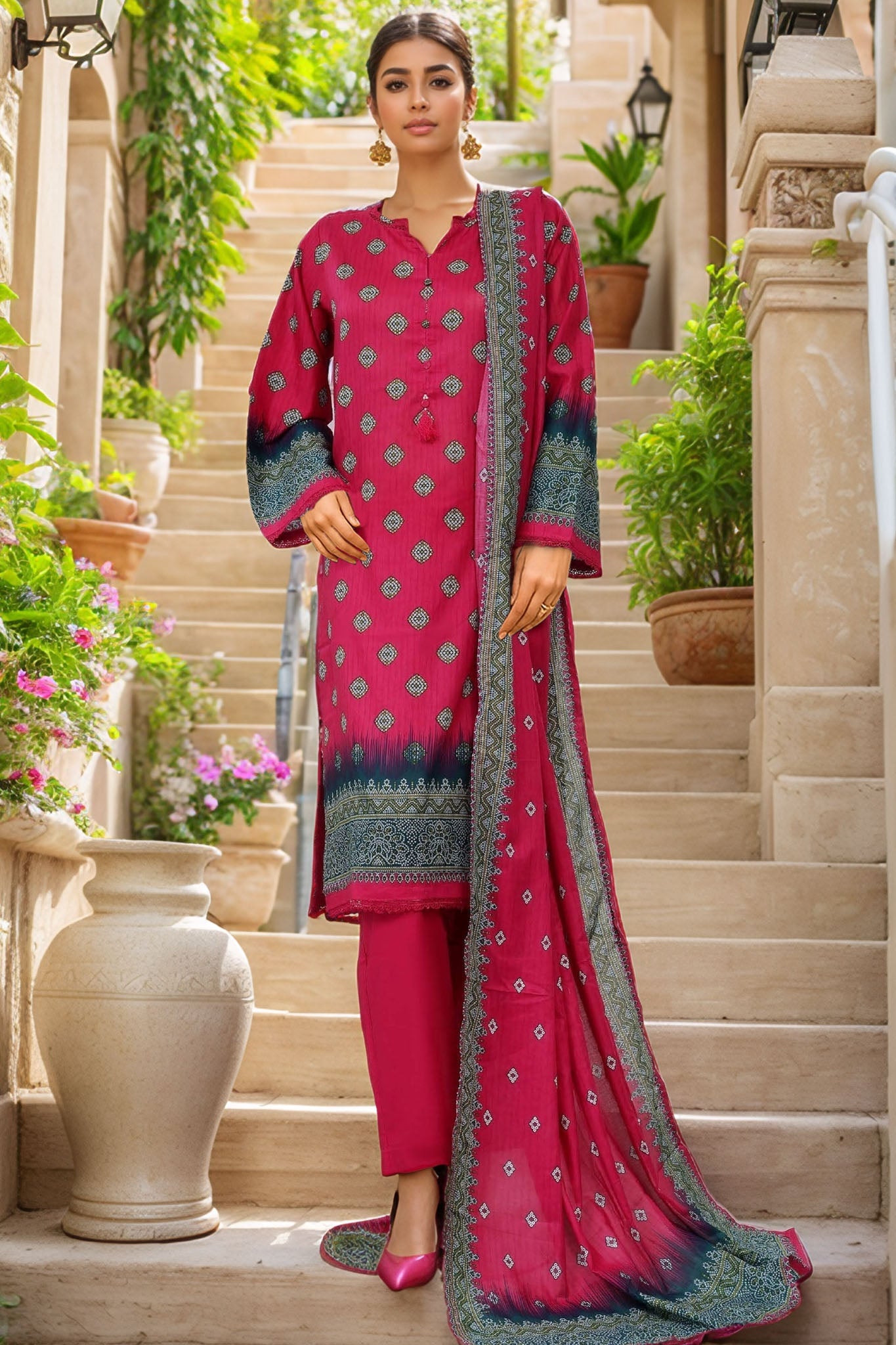 Sada Bahar Stitched 3 Piece Printed Lawn Vol-04 Collection'2025-PR-328-Pink