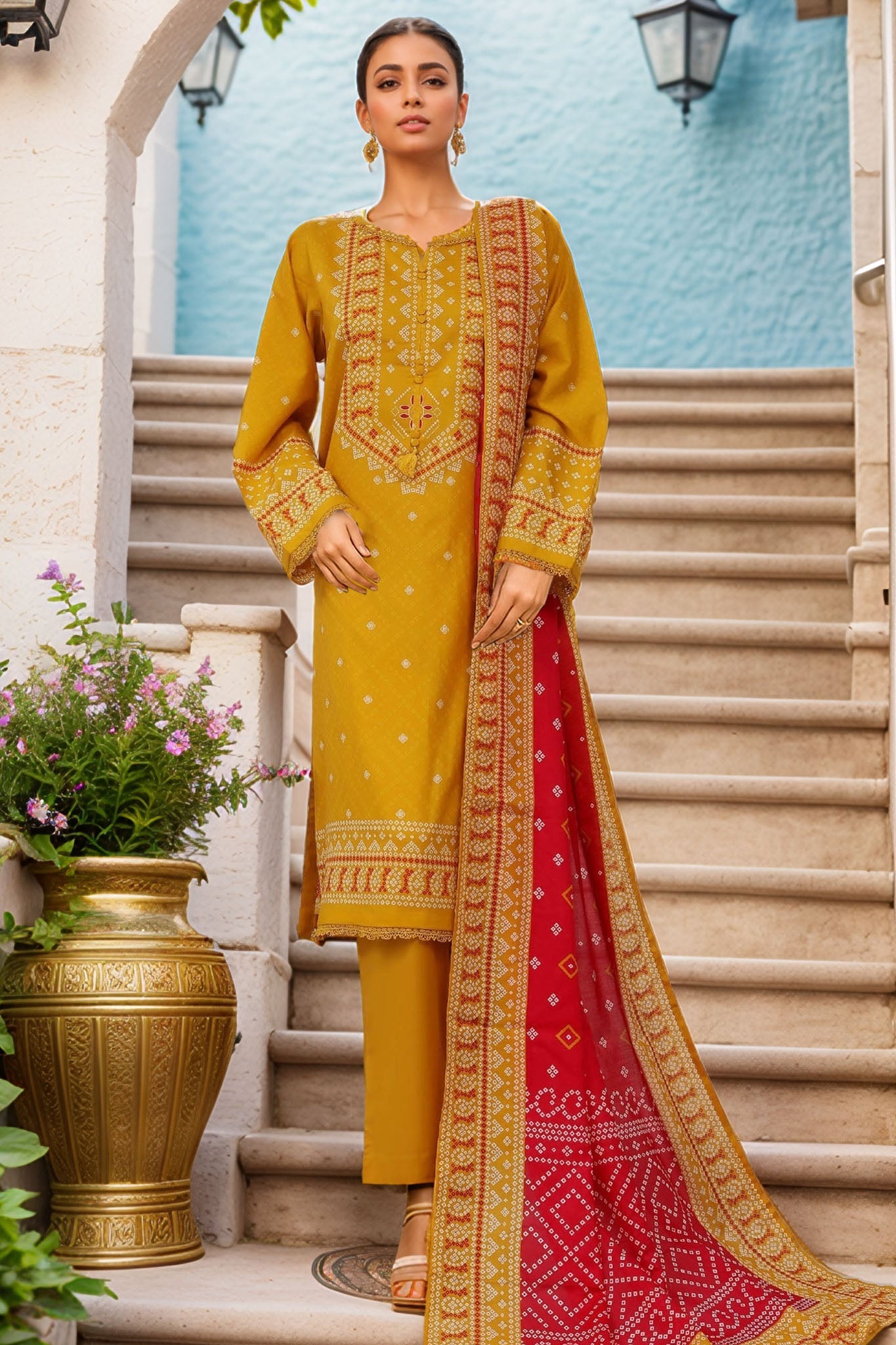 Sada Bahar Stitched 3 Piece Printed Lawn Vol-04 Collection'2025-PR-395-Yellow