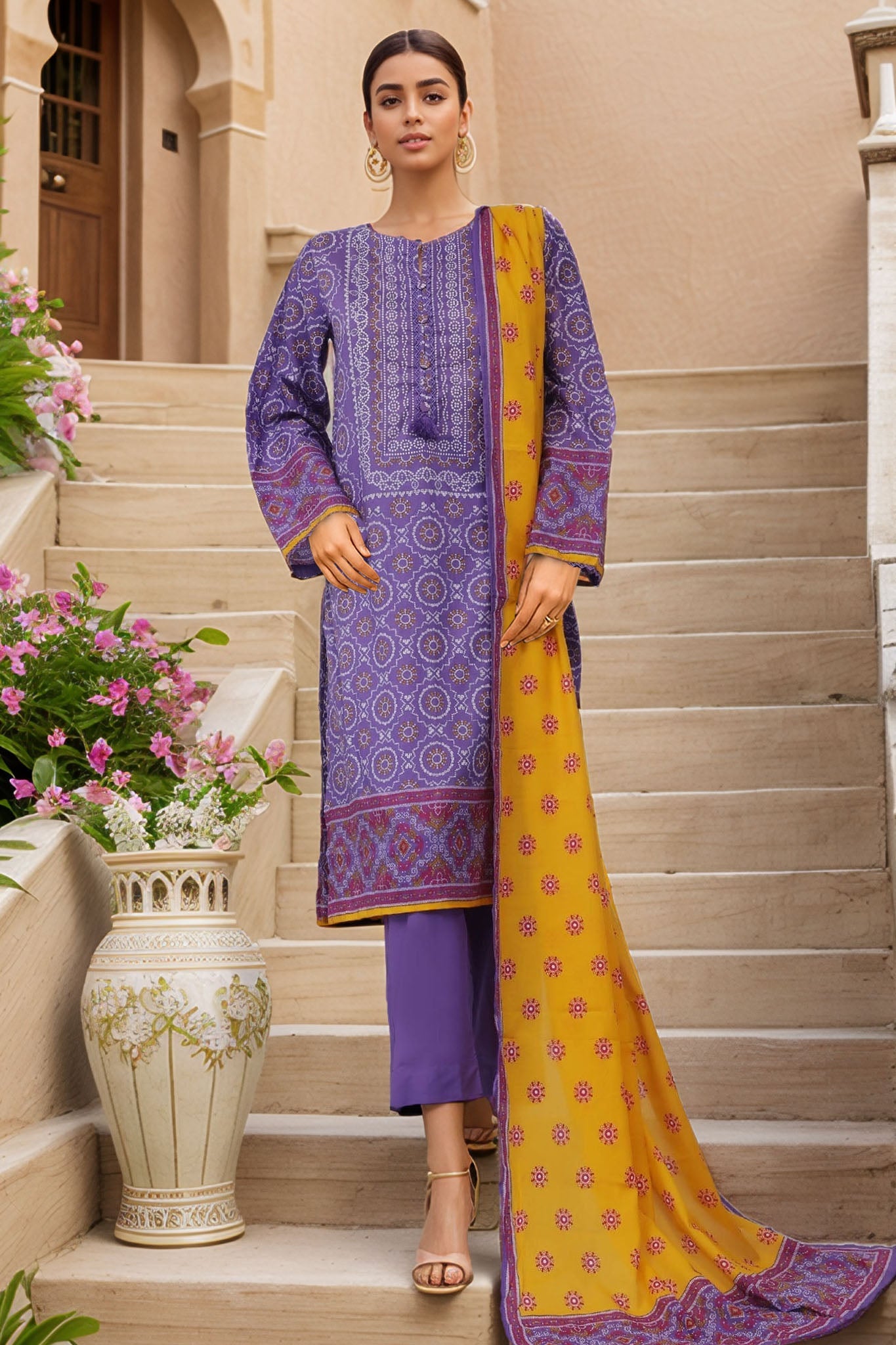 Sada Bahar Stitched 3 Piece Printed Lawn Vol-04 Collection'2025-PR-322-Purple