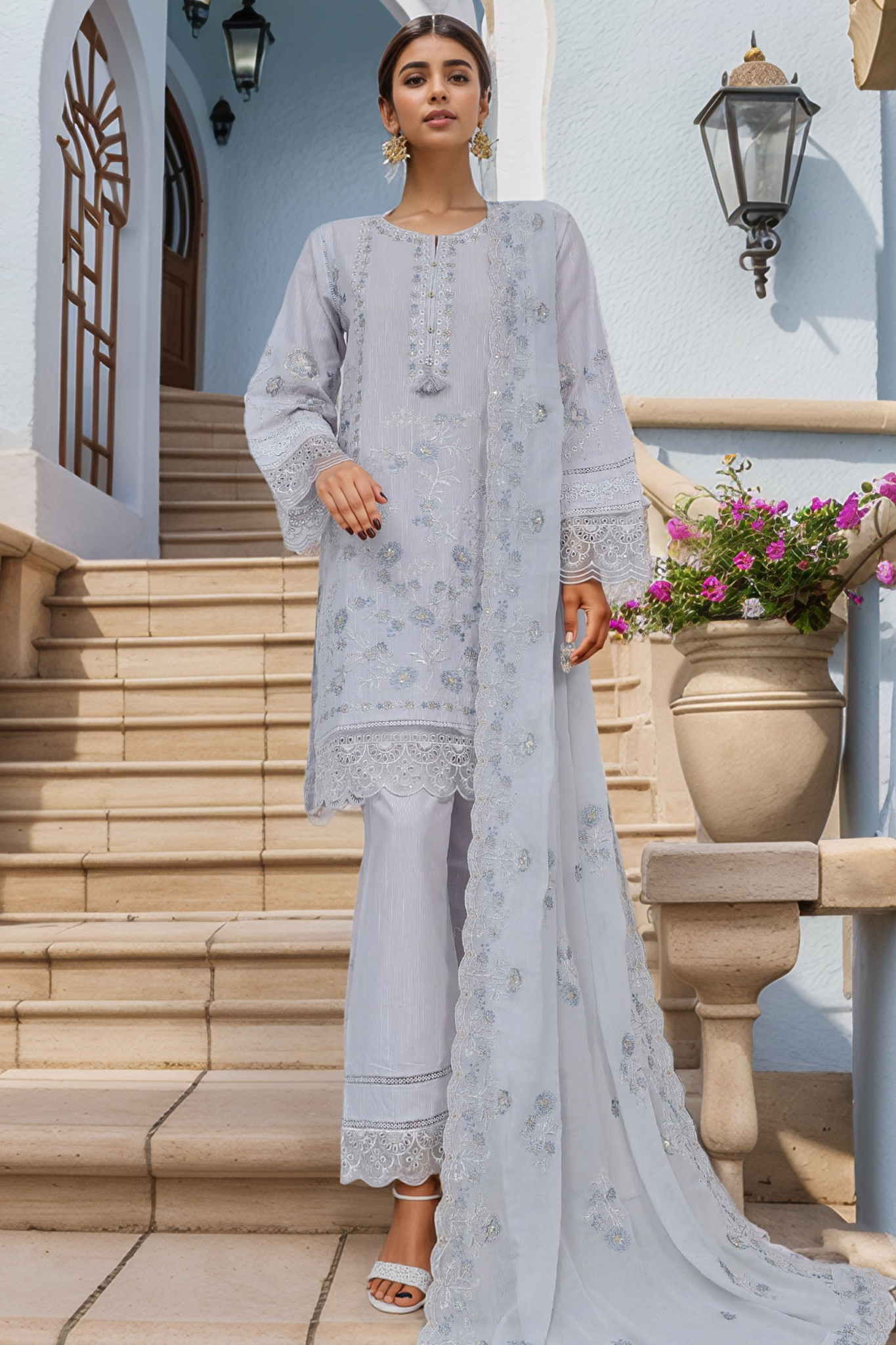 Sada bahar Stitched 3 Piece Luxury Emb Spring Vol-02 Collection-LEL2-MK-34-Grey