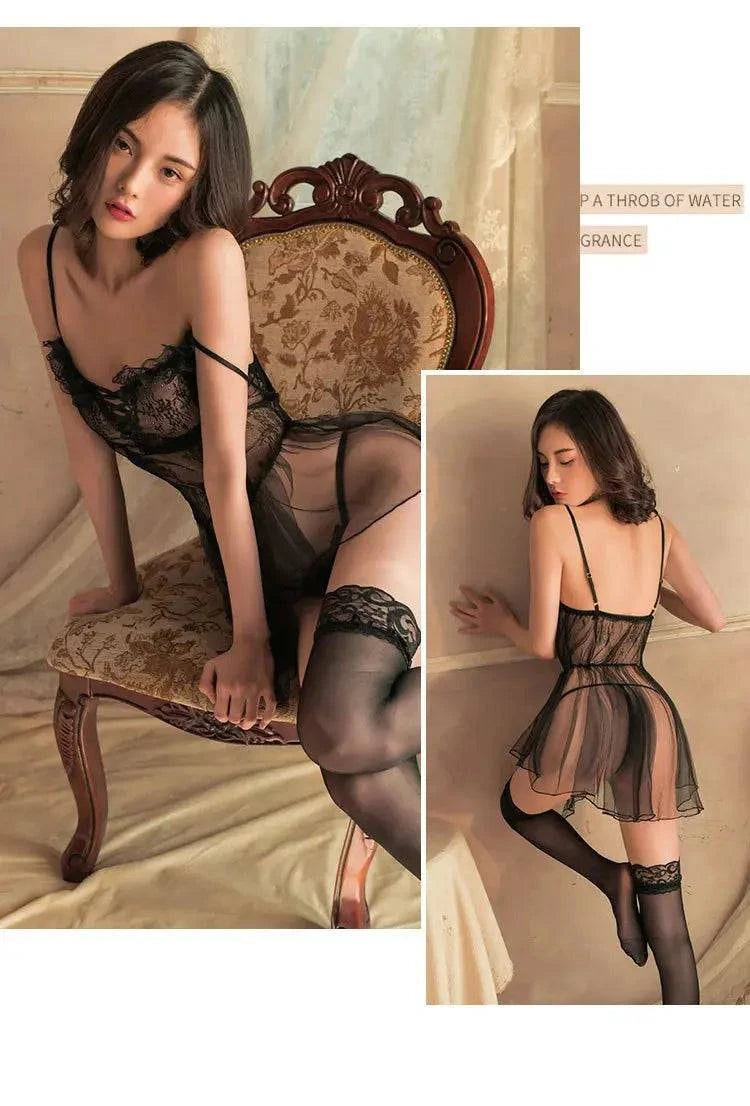 Sajiero Bella Black Transparent Sexy Night Stocking - My Store