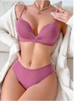 Sajiero Buff Pink Padded Bra and Panty Set - My Store