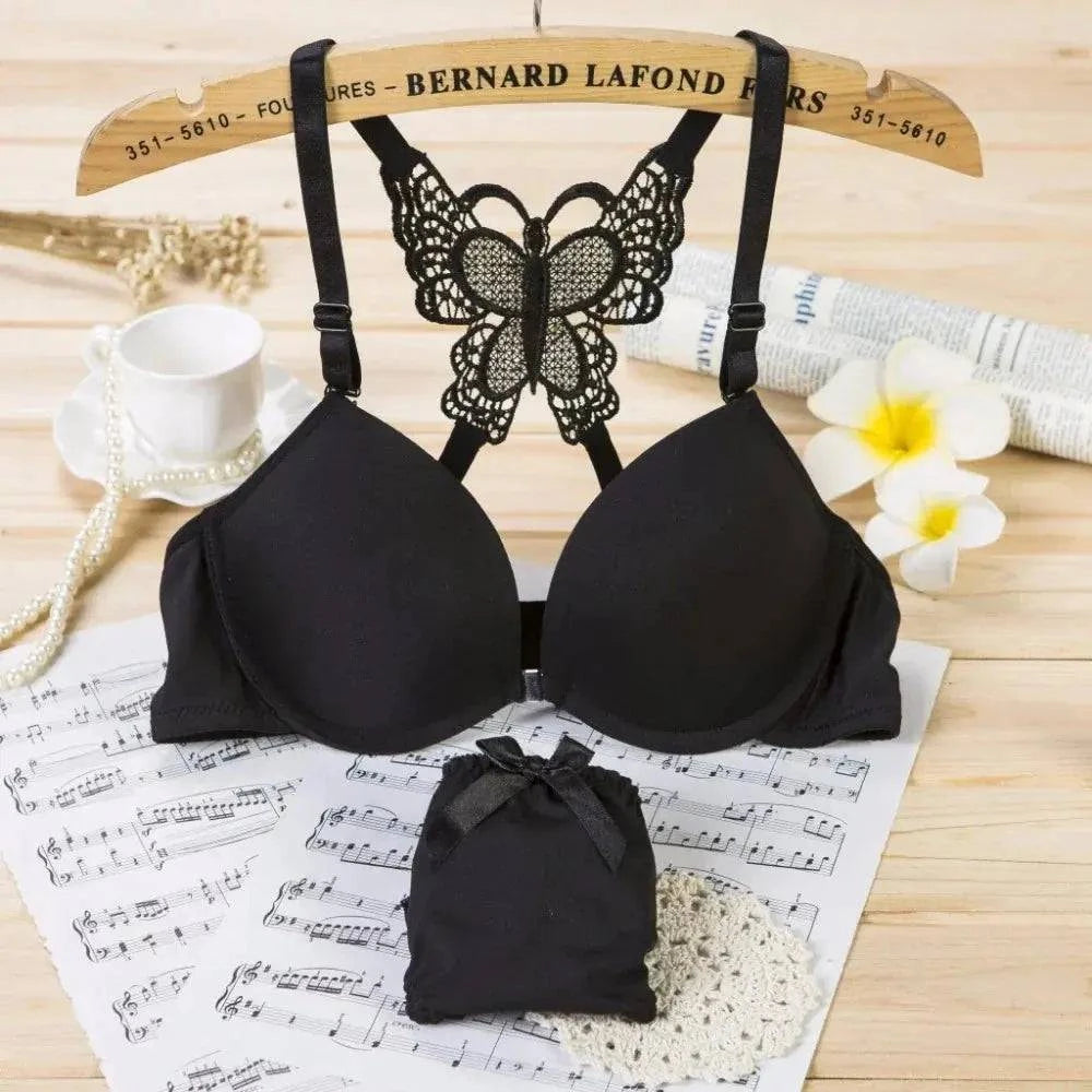 Sajiero Butterfly - Fun Night Padded Bra and Panty Set - My Store