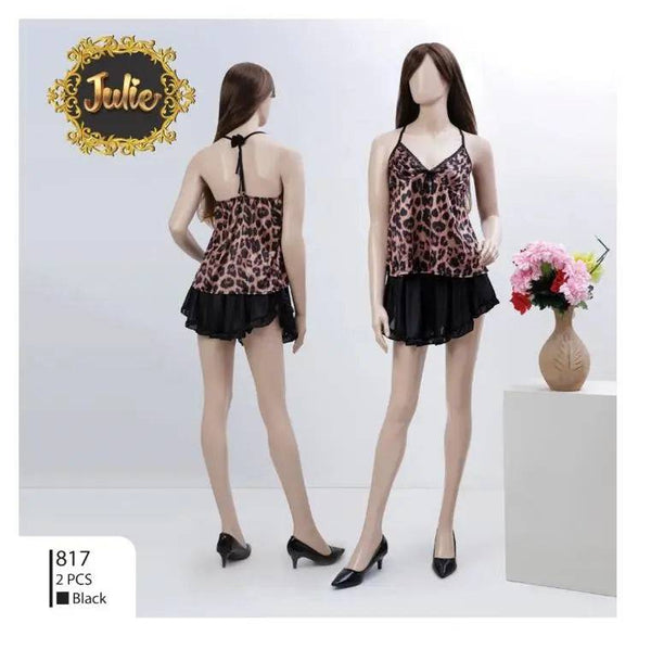 Sajiero Chip Leopard-2PCS Inner Top & Short Cami Set - My Store