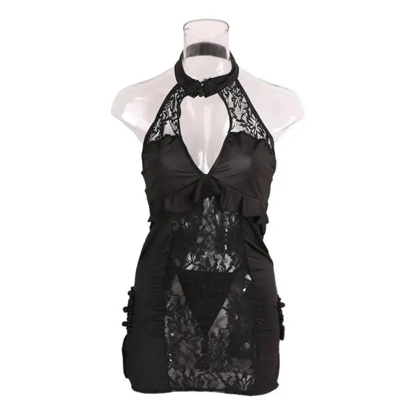 Sajiero Collar Open Neck Sexy Mesh Lingerie - My Store