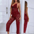 Sajiero Elegance Floral Sling Top and Trouser Set Maroon - My Store