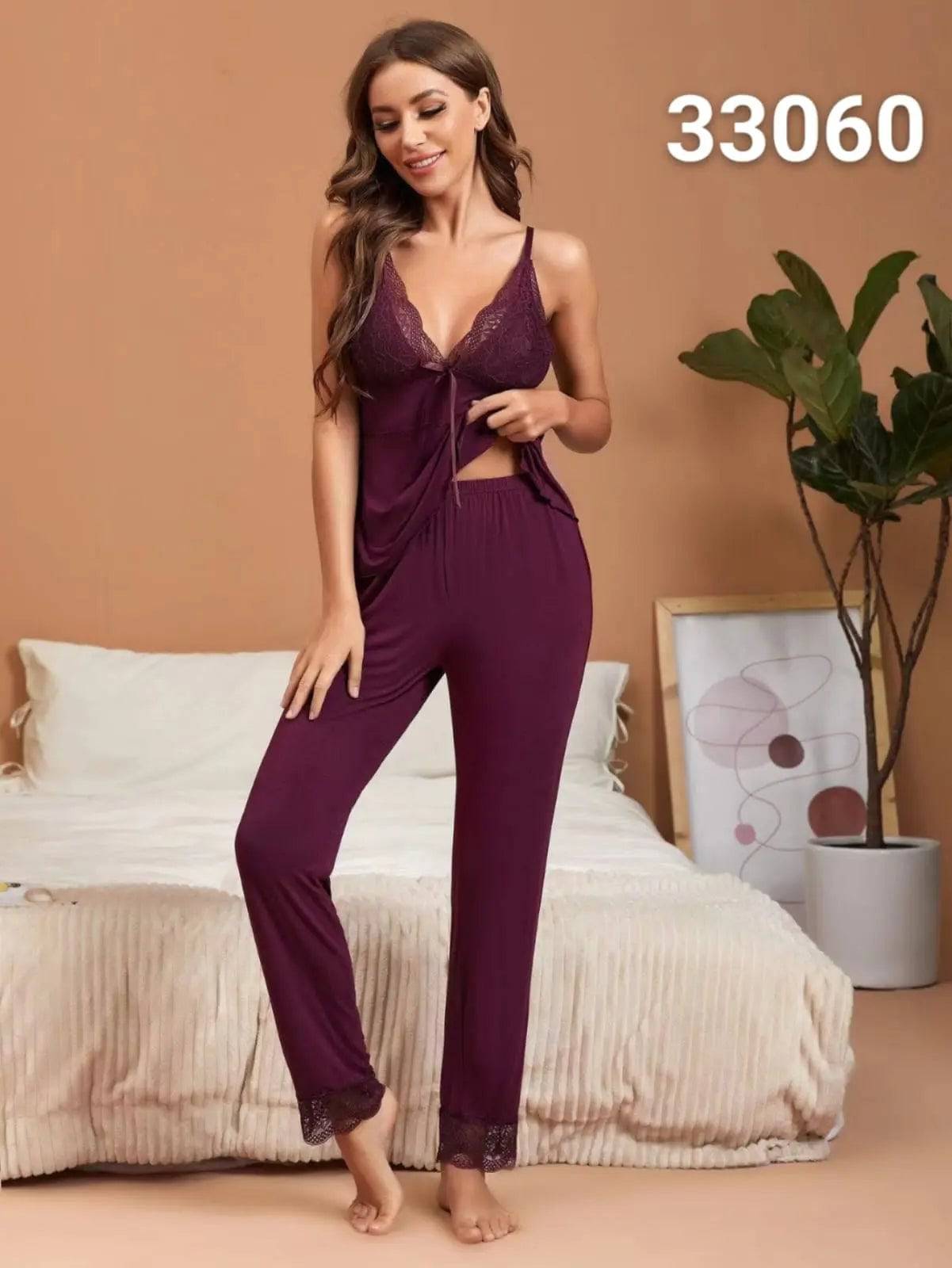 Sajiero Elegance Sling Top and Trouser Set Hot Purple - My Store