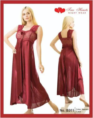 Sajiero Elegant 1 Piece Cross Cut Long Nightie (011) - My Store