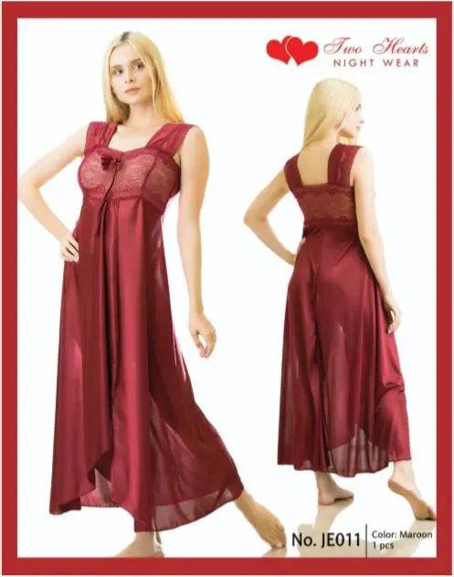 Sajiero Elegant 1 Piece Cross Cut Long Nightie (011) - My Store