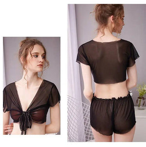 Sajiero Front Open - 2pcs Transparent Net Cami Set - My Store