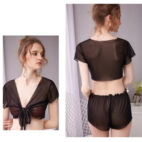 Sajiero Front Open - 2pcs Transparent Net Cami Set - My Store